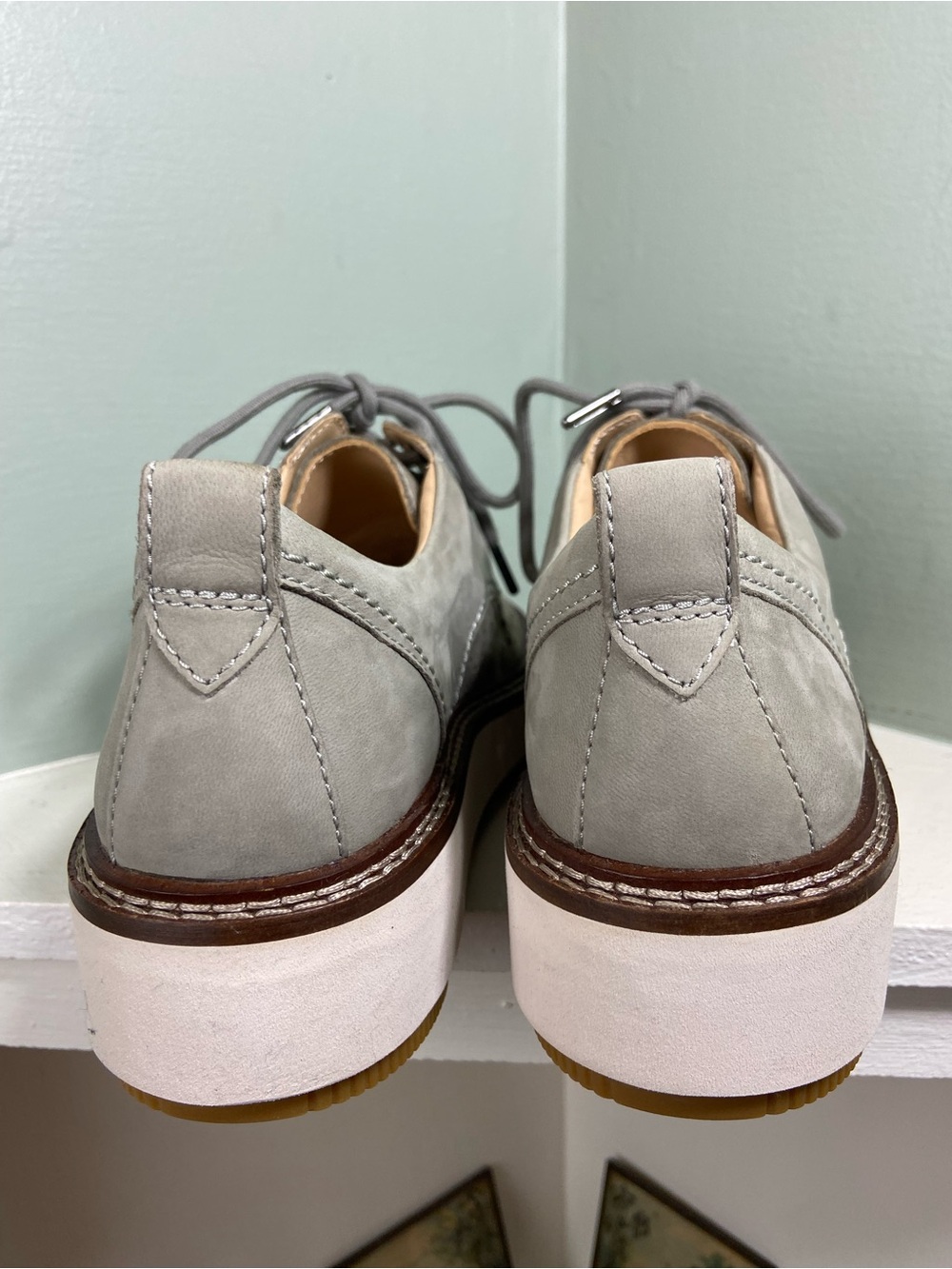 Clarks Orianna Move Wedge Gray Derby Platform Oxford Leather Women’s 9.5 [JO] - Picture 5 of 11